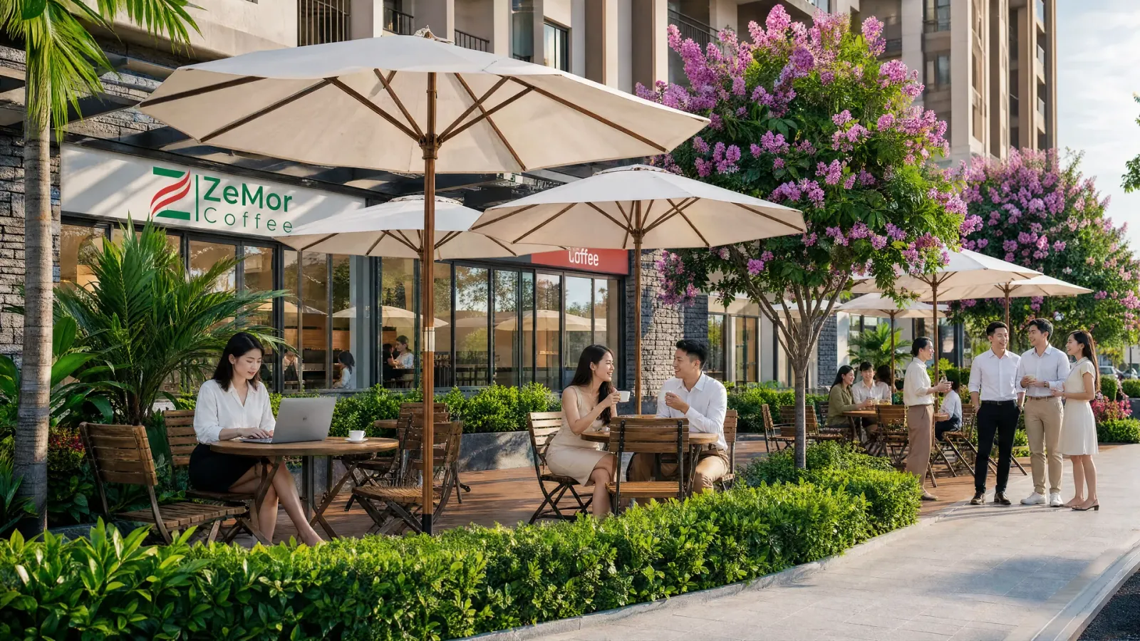 Tiện ích Cafe Lounge ngoài trời căn hộ Dragon Home