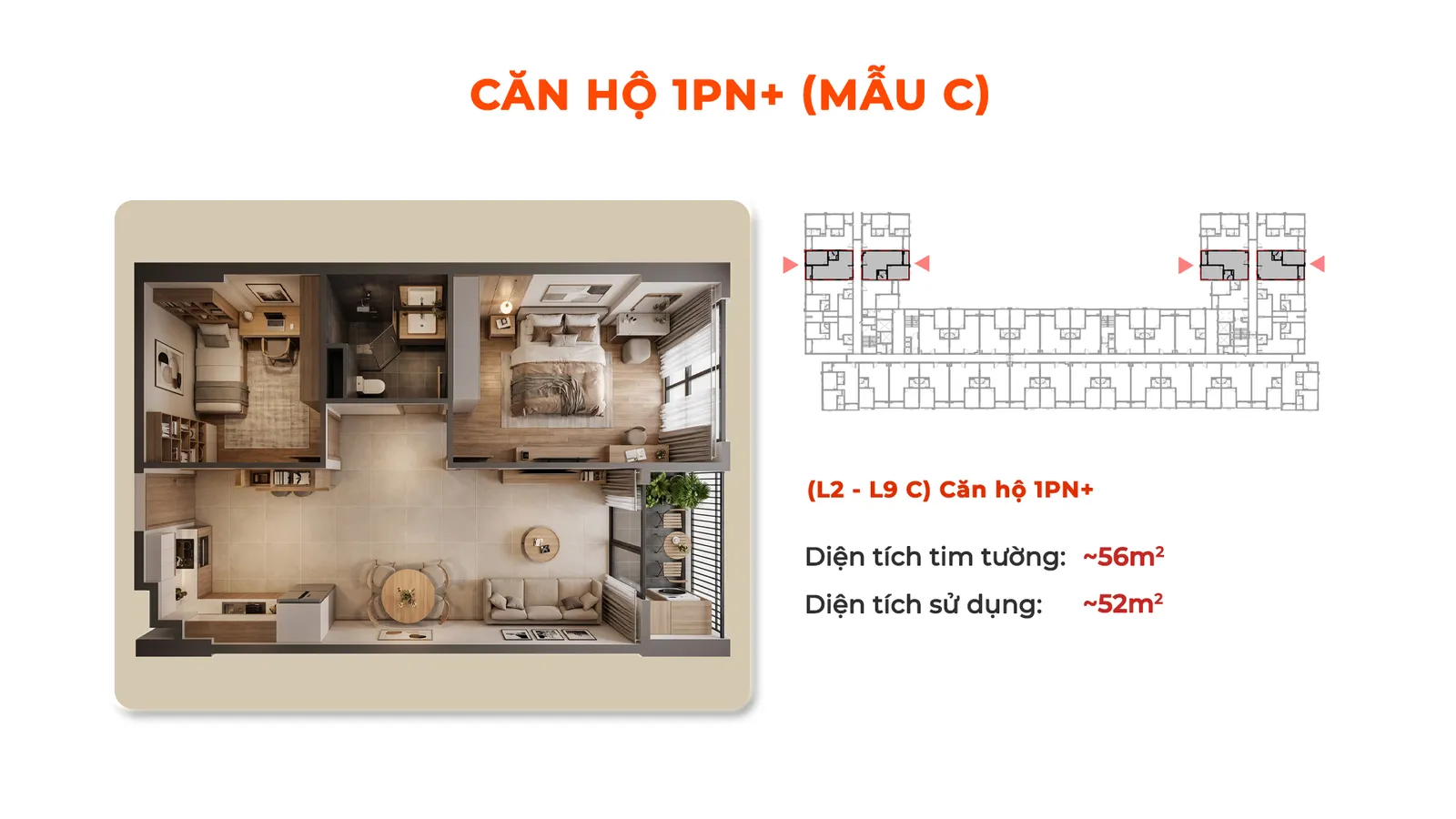 Mặt bằng căn hộ 1PN+ Dragon Homes mẫu C Mặt bằng căn hộ 1PN+ Dragon Homes mẫu C